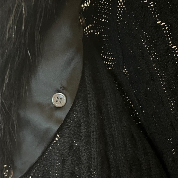 Theory Black Wool-Cashmere Blend Cardigan with Removable Faux Fur Collar - Picture 3 of 8